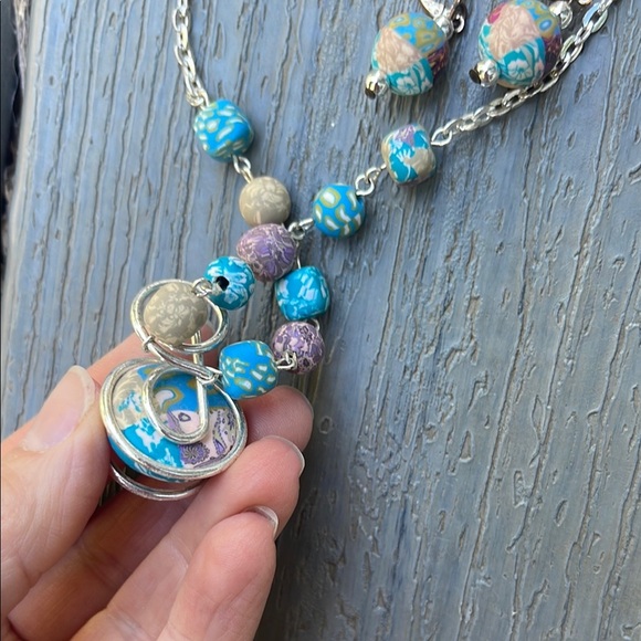 Viva Beads Silver and Colorful Clay Beaded Necklace Set - Picture 6 of 6